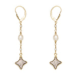 Delicate Pearl and Mother of Pearl Gold Earrings