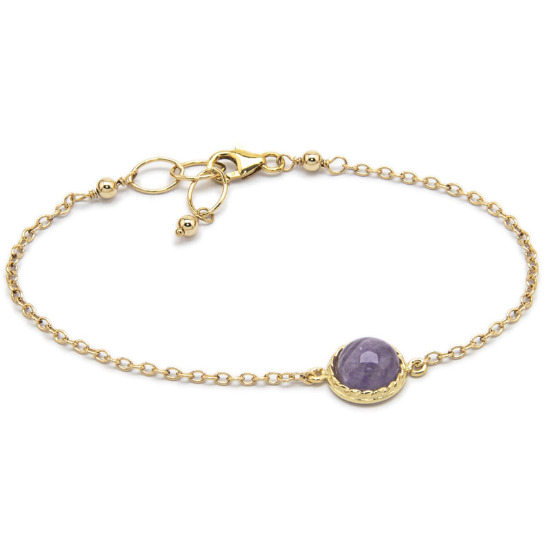 Gold Amethyst Pendant Latch Bracelet