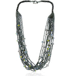 Hand Beaded Necklace - Shimmering Gray