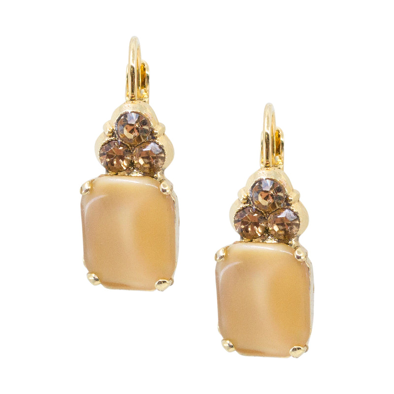 Gold Cat's Eye and Crystal Drop Earrings by AMARO