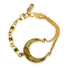 Gold Crescent Moon Goddess Dual Chain Crystal Bracelet by AMARO