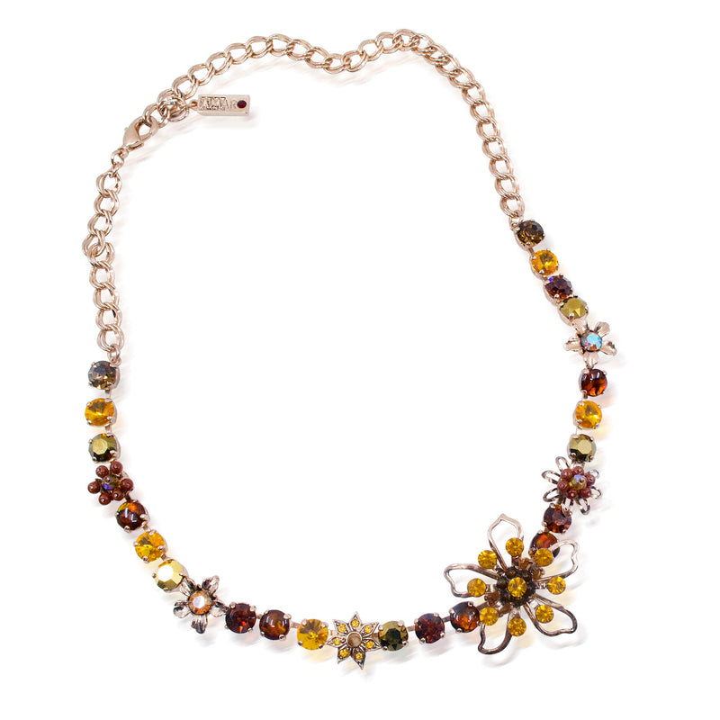 Gold Semi-Precious Stone Flower Necklace by AMARO