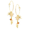 Gold Sparrow and Flower Hoop Earrings by Eric et Lydie