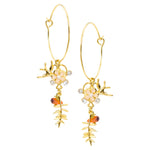Gold Sparrow and Flower Hoop Earrings by Eric et Lydie
