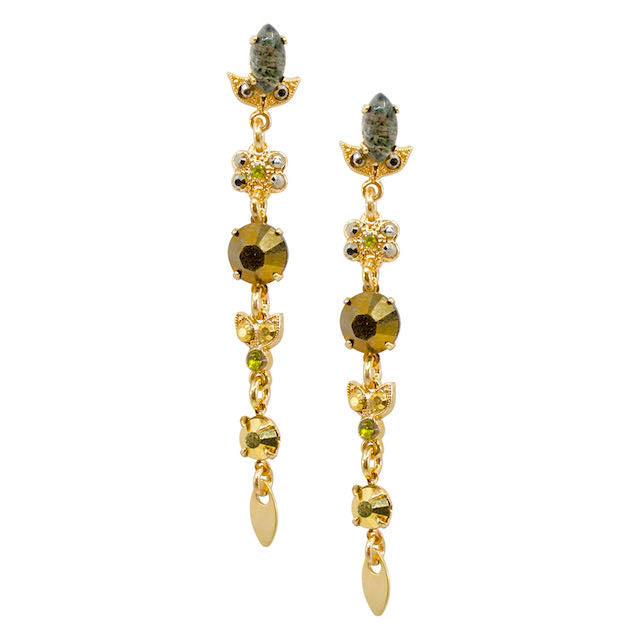 Gold Swarovski Crystal Zebra Crystal Drop Earrings by AMARO
