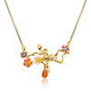 Gold Frog Swimming in Flower Pond Necklace by Eric et Lydie