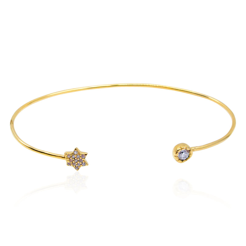 Delicate Cubic Zirconia Gold Plated Cuff Bracelet