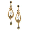 Intricate Gold and Onyx Crystal Drop Earrings by AMARO