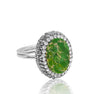 Semi-Precious Green Jade Cubic Zirconia Adjustable Ring