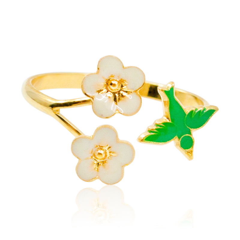 Green Sparrow Floral Ring by Eric et Lydie