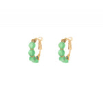 Small Green Agate Beaded Hoop Earrings by Satellite Paris