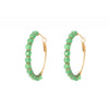 Green Agate Beaded Hoop Earrings by Satellite Paris