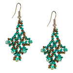 Hand Beaded Earrings - Shimmering Green and Brown