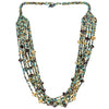 Hand Beaded Necklace - Shimmering Turquoise and Gold