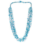 Hand Beaded Necklace - Shimmering Baby Blue and Crystal