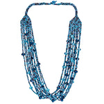 Hand Beaded Necklace - Shimmering Blue