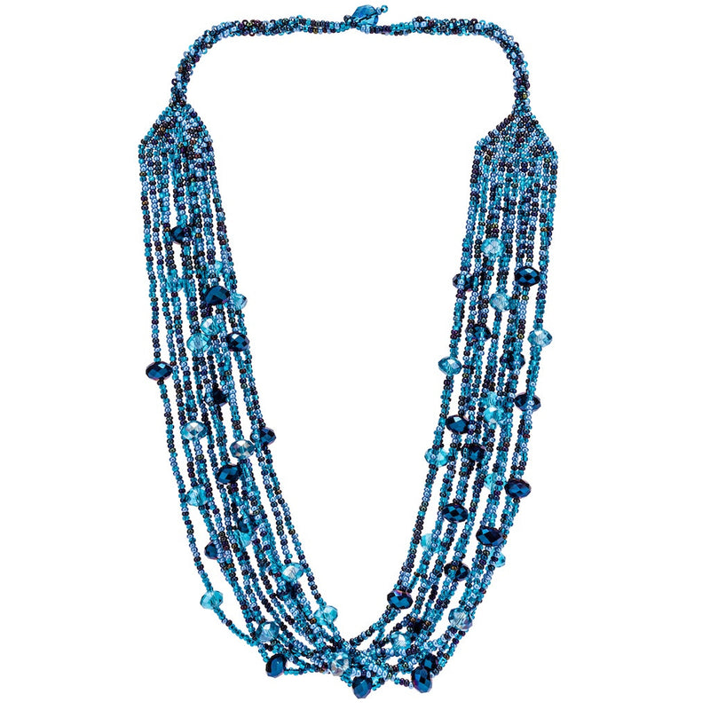 Hand Beaded Necklace - Shimmering Blue