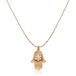 Crystal Hamsa Rose Gold Plated Necklace by AMARO