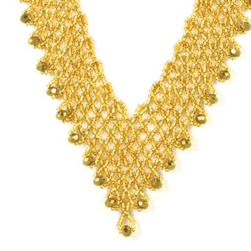 Hand Beaded Necklace - Shimmering Gold