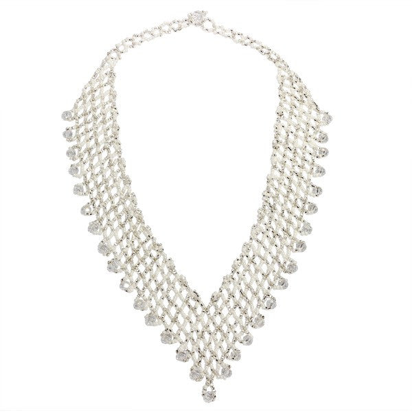 Hand Beaded Necklace - Shimmering White