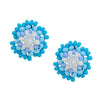 Hand Beaded Post Earrings - Light Blue