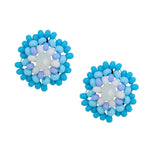 Hand Beaded Post Earrings - Light Blue