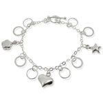 Silver Heart and Star Charm Bracelet from Taxco, Mexico