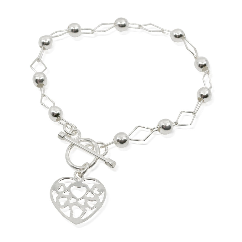 Silver Heart Charm Bracelet from Taxco, Mexico