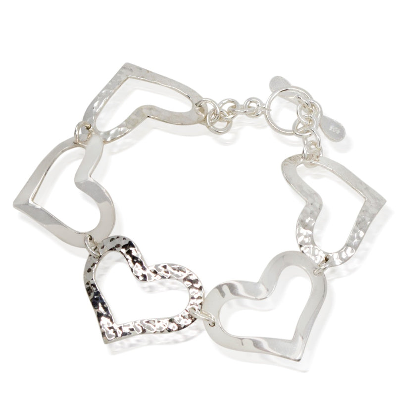 Silver Heart Link Bracelet from Taxco, Mexico