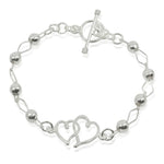 Conjoined Hearts .925 Silver Bracelet from Taxco, Mexico