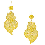 Gold Plated Heart Shaped Filigree Sterling Silver Earrings