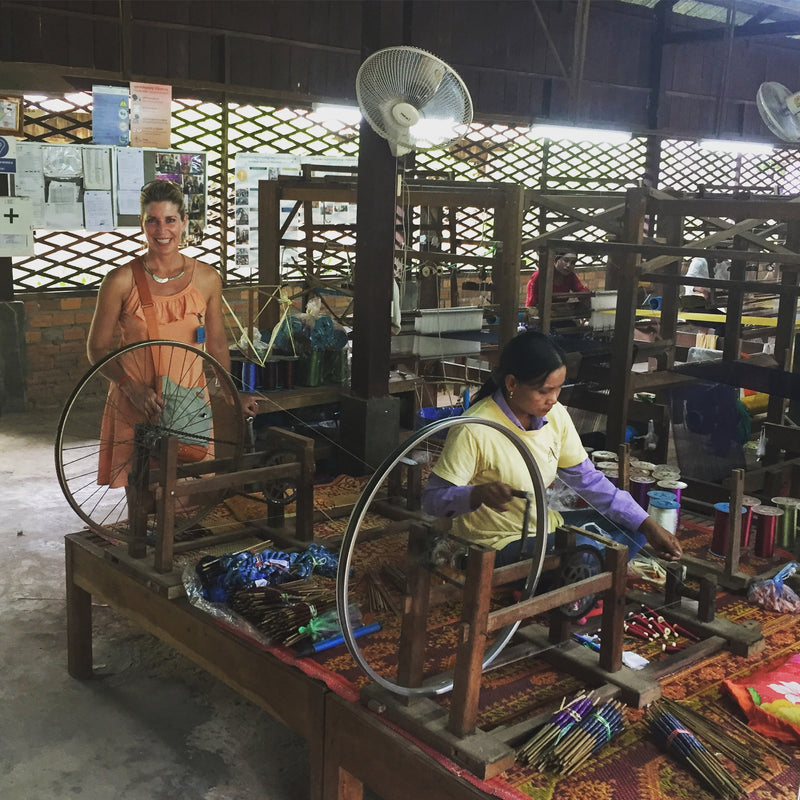 Cambodian Handwoven Raw Silk Scarf -  Mauve