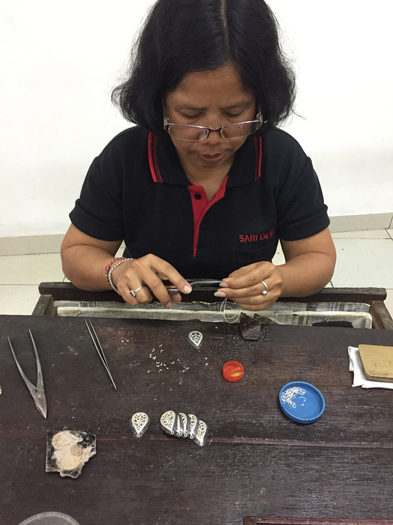 Traditional Balinese Sterling Silver and Gold Earrings