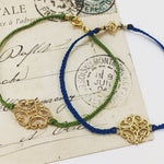 Gold Plated Sterling Silver and Cord Bracelet - Blue