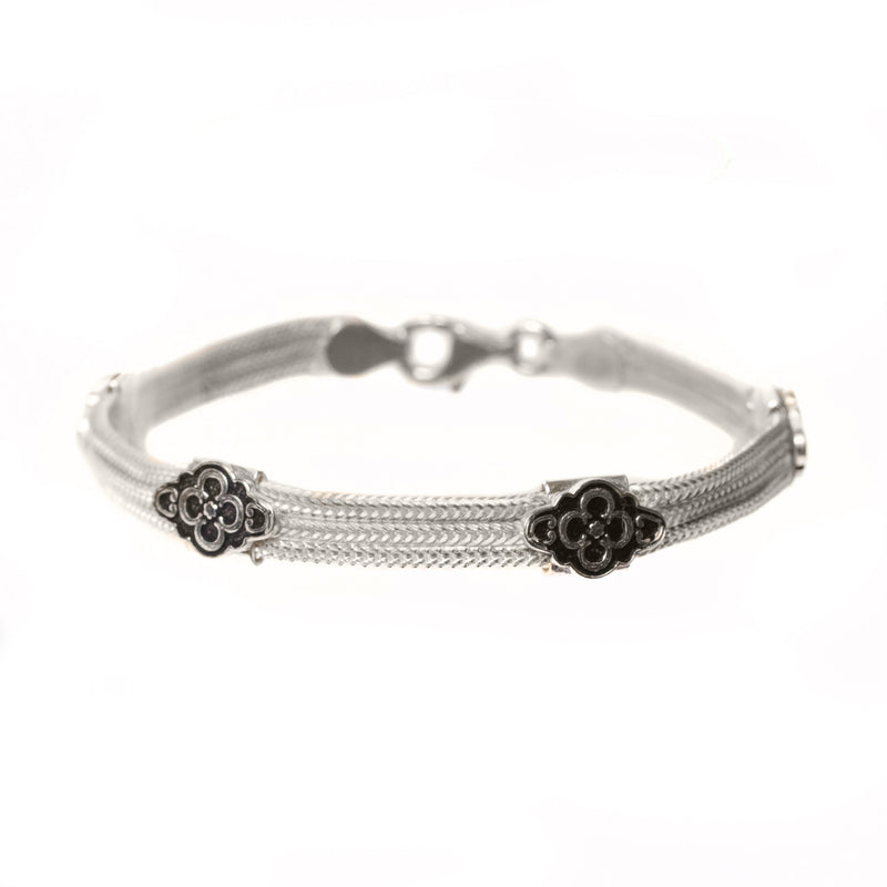 Decorated 3 Strand Sterling Silver Bracelet - Armenian Jewelry