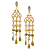 Intricate Gold Labradorite Chain Drop Pendant Earrings by AMARO