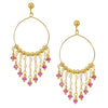 Afrodite Mini Hoop Earrings - Rose Quartz Stones