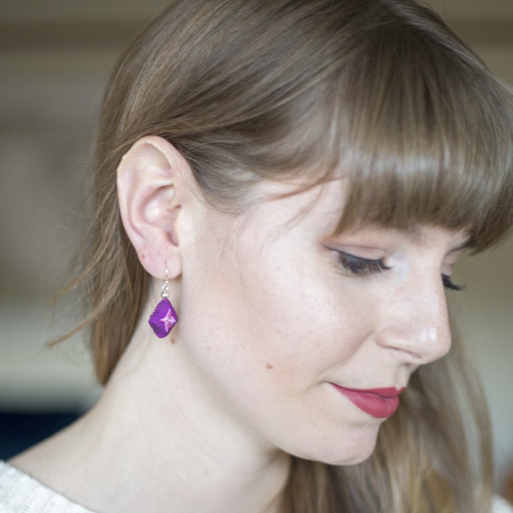 Embroidered Silk Earrings - Light Green