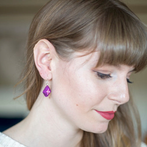 Embroidered Silk Earrings - Light Blue