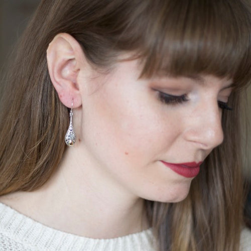 Traditional Balinese Filigree Silver and 18K Gold Earrings