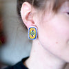 Hand Painted Talavera and Sterling Silver Earrings