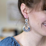 Molded Sterling Silver and Red Coral Drop Earrings