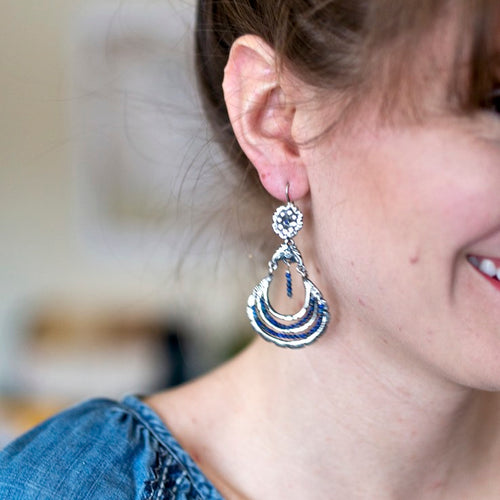 Red Coral Silver Drop Earrings