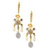 Labradorite and Pearl Flower Drop Earrings by Eric et Lydie