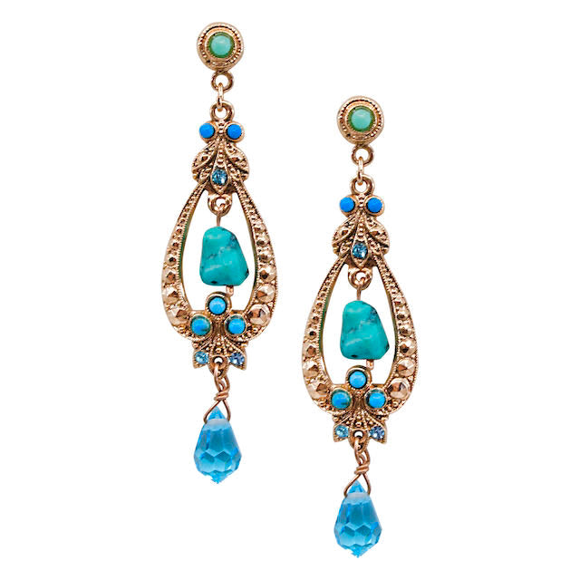 Rose gold and turquoise earrings deals