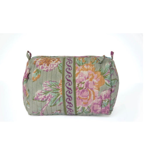 Hand Block Printed Toiletries Bag - MEDIUM in Vintage Rose