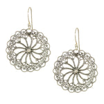 Round Filigree Drop Pendant Earrings from Taxco, Mexico