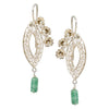 Silver Filigree and Flower Jade Bead Drop Earrings