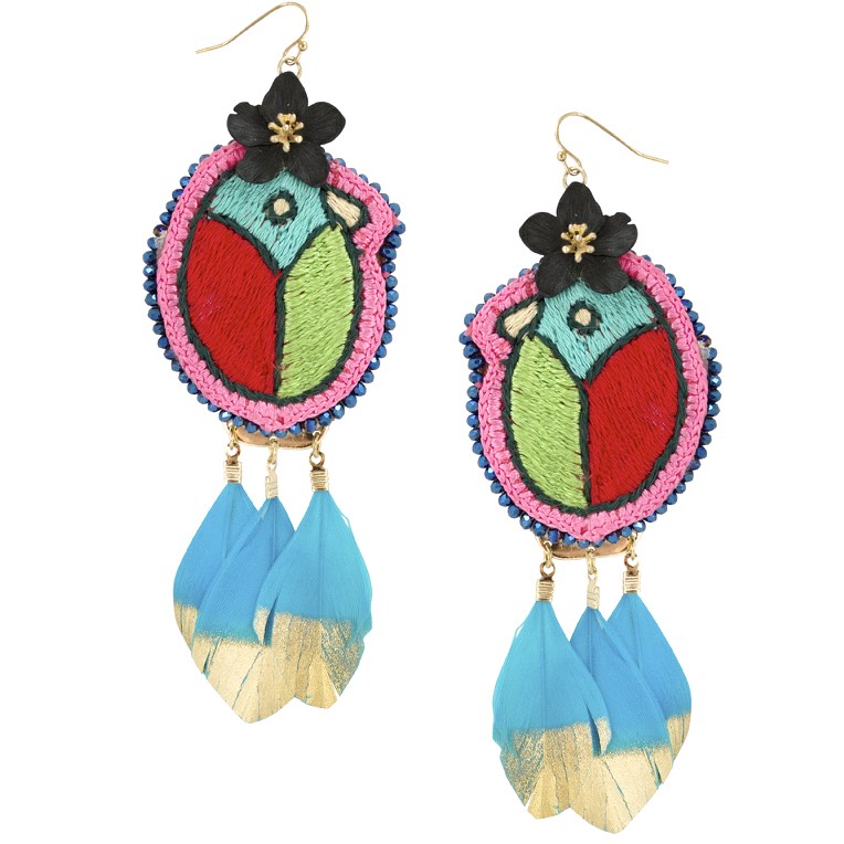 Pájaro Embroidered Mexican Earrings