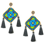 Embroidered and Tassel Mexican Earrings